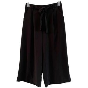 ZARA TRAFALUC High Rise Wide Legged Black Crop Pants size L